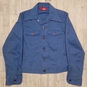 Women’s Vintage Dickies Big Collar Western Blue Canvas Trucker Jacket Size 38